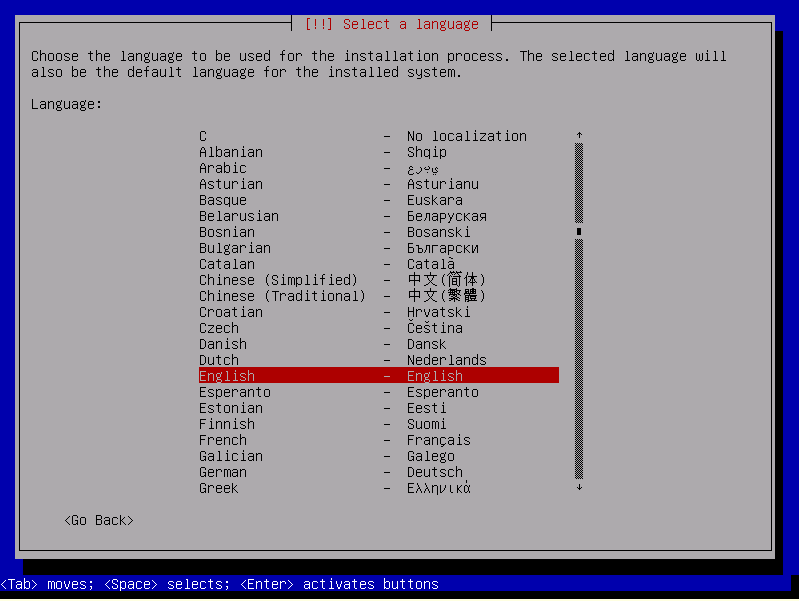 Langue d'install